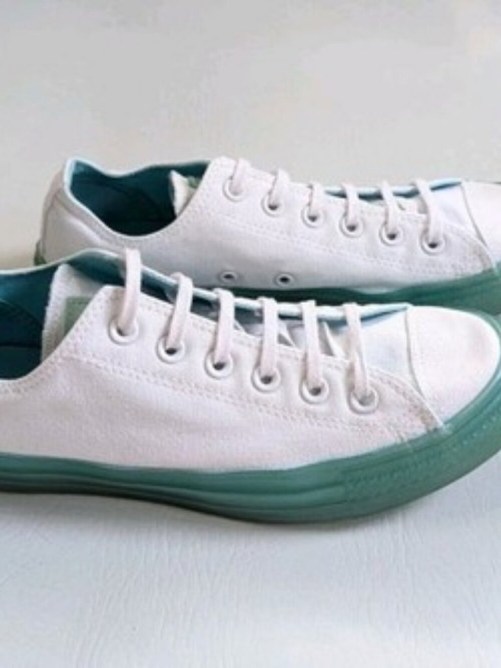 Converse All Star Low Top Bleached White Aqua Translucent Sole W9 M7